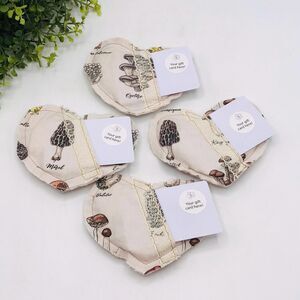 Set of 4 Fabric Pillow Gift Card Holders in Neutral Mushrooms 5x4 Inches